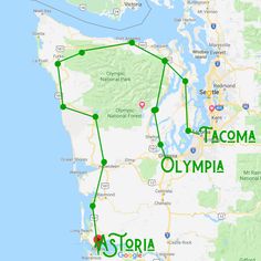 a map showing the route to tacoma and olympic national park