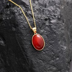 14k Gold Carnelian Crystal Necklace Red Real Gemstone Soulmate Pendant Dainty Gold Witchy Jewelry Non Tarnish Handmade Gift for Her - Etsy Elegant Red Agate Necklace, Red Carnelian Spiritual Jewelry, Handmade Red Oval Necklace, Red Cabochon Spiritual Jewelry, Spiritual Red Cabochon Jewelry, Spiritual Oval Cabochon Gemstone Necklaces, Red Jewelry With Gemstone Carnelian, Red Jewelry With Carnelian Gemstones, Elegant Carnelian Pendant Necklace