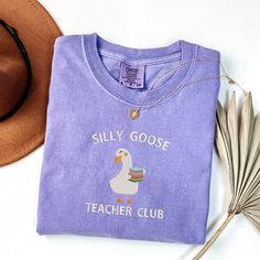 Embroidered Cute Teacher Shirt Comfort Colors Silly Goose Shirt Teacher Shirt Back to School Shirt Elementary School Teacher Funny Gift Cute Teacher Shirts, Teacher Fits, Teacher Accessories, 2024 Ideas, Pun Shirts, Teaching Outfits, Teaching Shirts, Future Teacher, Silly Goose