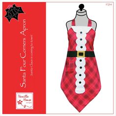 a red and white christmas dress with a black belt