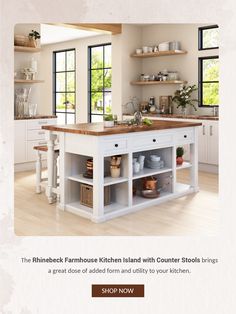 the kitchen island with counter stools is on sale for $ 1, 500 at shop now