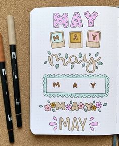 23 Best May Bujo Titles to Brighten up your Spreads - atinydreamer May Title Page, Bujo Name Page, May Header, Journal Title Page Ideas, May Calendar Ideas, Reading Journal Title Page, March Header, May Bujo Theme