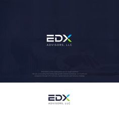 the logo for edx advtors, inc is shown on a dark blue background