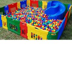 a child's play area with balls in it