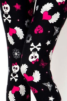 Extra Soft printed leggings with 4-way stretch fabric, so you can move with absolute comfort and ease. Active Wear Outfits Winter, Pastel Goth Leggings, Scene Pants, Goth Leggings, Punk Love, Silly Clothes, Skull Leggings, Winter Workout, Scene Outfits