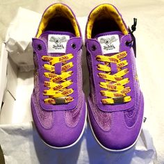 Laker Purple&Gold Velvet Size 8 Women's Sneakers Forum 75 Dutch Shoes, Gold Trainers, Purple Sneakers, Von Dutch, Gold Velvet, Size 8 Women, Sneaker Shoes, Shoes Color, Purple Gold