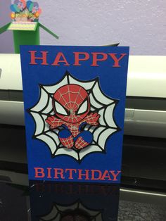 a birthday card with a spiderman on it