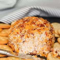 cheese ball with crackers on the side