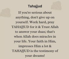 a poem with the words tahajjud written on it