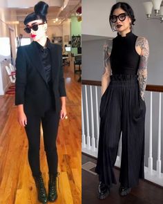 25 Goth Style Outfits to Completely Master Gothic Fashion Punk Work Outfits Women, Modern Romantic Gothic Fashion, Petite Hourglass Fashion, Goth Bussines Outfit, Punk Gothic Outfits, Tomboy Business Attire, Goth Cocktail Outfit, Fashion Gothic Modern, Goth Old Money Aesthetic