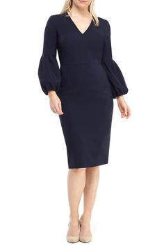 Alexia Admor | Dolman Sleeve Midi Sheath Dress | Nordstrom Rack Elegant V-neck Bodycon Dress With Back Zipper, Chic Office Dress With Back Zipper, Elegant Sheath Dress With Back Zipper, Formal Long Sleeve Dress With Back Zipper, Elegant Fitted Bodycon Dress With Back Zipper, Elegant Midi Dress With Back Zipper, Fitted Elegant Dress With Back Zipper, Elegant Office Dresses With Stretch, Elegant Long Sleeve Dress With Side Zipper