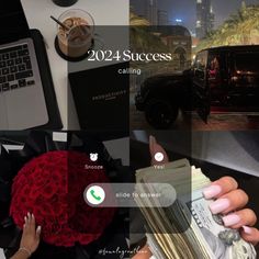 a collage of photos showing the process of making money for someone's business