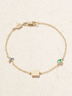 Alison Lou's signature 'By The Yard' charm bracelets make such meaningful gifts - this one is perfect for jet-setters and adventure-seekers. It's handcrafted from 14-karat gold and strung with a trio of travel-inspired pendants, each painted with glossy, colorful enamel. Alison Lou, Jet Setter, Enamel Bracelet, Fine Jewelry Bracelets, Travel Inspired, Beauty Sets, Charm Bracelets, Meaningful Gifts, Womens Jewelry Bracelets