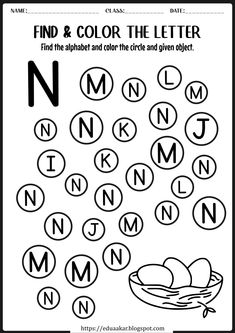 the letter n worksheet for kids to learn how to write and draw letters