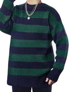 PRICES MAY VARY. Striped Sweater: the package comes with 1 piece of y2k sweater, in navy blue and green stripe, the beautiful oversized design brings you a different style of wearing and makes you stand out from the crowd Suitable for Most Body Types: the green striped sweater is large size with loose style, the length of the sweater is about 66 cm/ 26.4 inches, shoulder breadth is 56 cm/ 22.4 inches, chest circumference is 108 cm/ 42.5 inches, sleeve length is approx. 51 cm/ 20.4 inches, loose Oversized Knitted Jumper, Plaid Shirt Women, Streetwear Girl, Oversized Sweater Women, Jean Jacket Men, Sweater Outfit, Oversized Jumper, Jean Jacket Women, Comfortable Sweater