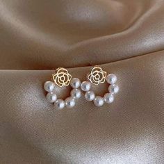 Round Pearl Earrings, Rose Stud Earrings, Wedding Party Jewelry, Earring For Women, Christmas Gifts For Girls, Pearl Types, Earring Type, Hello Dear, Pearl Stud Earrings