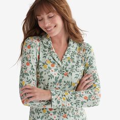 {"Fresh and floral, our TENCEL™ Modal Jersey Knit Nightshirt is available in your choice of two pretty botanical prints from Rifle Paper Co. It's so incredibly soft, you’ll want to change into it as soon as you get home—in other words, way before bedtime. You’ll also love the easy, relaxed fit that's perfect for lazy lounging or catching your ZZZs. The dreamy design is made of a super-soft and breathable TENCEL™ Modal blend, a sustainable fabric we love for its temperature regulating and moistur Citrus Grove, Dreamy Design, Knit Loungewear, The Company Store, Sustainable Fabric, Family Event, Sleepwear & Loungewear, In Other Words, Night Shirt