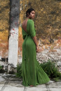 Aura Goddess, Mode Hippie, Cotton Gauze Fabric, בר מצווה, Mode Boho, Mode Inspiration, Fitted Dress, Fashion Lover, Green Dress