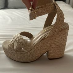 Brand New Liliana Straw Platform Wedge Size 6.5! Never Worn, Perfect Condition! Box Not Included. Perfect For Spring! Natural Color Wedge Heels With Platform, Beige Straw Wedge Sandals With Round Toe, High Heel Natural Color Wedge Sandals, Natural Platform Heels With Round Toe, Straw Platform Wedge Heels, Straw Wedge Heels With Platform, Beige Wedge Sandals With Stacked Heel And Round Toe, Natural Color Platform Heels With Round Toe, Natural Color Heels With Wrapped Wedge Heel