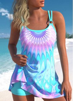 Color:Cyan;Size:S;Size:M;Size:L;Size:XL;Size:XXL;Color:Cyan;Bra Style:Padded;Support:Wire Free;Pad Style:Removable;Strap Style:Adjustable;Package Contents:1 X Swimdress , 1 X Shorts;Occasion:Sport; Printed Swimdress, Shapewear Swimsuit, Plus Size Swimsuit, Trendy Swimsuits, Printed Tankini, Tankini Swimsuit, Swim Suits, Blue Swimsuit, Tankini Set