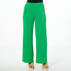 IMAN Global Chic Ribbed Knit Pull-On Pant  Easy-wearing and versatile, this pant makes pulling together a comfy, fashionable look such a breeze. Comfortable Green Ankle-length Pants, Green Pull-on Style Pants For Spring, Green Stretch Ribbed Bottoms, Solid Ribbed Pants For Spring, Spring Ribbed Trousers, Ribbed Solid Pants For Spring, Casual Ribbed Bottoms For Spring, Casual Ribbed Workwear Pants, Casual Ribbed Pants For Work