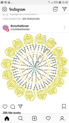 an image of a yellow and white circular design on a cell phone with the words instagram