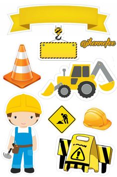 construction worker stickers are shown here