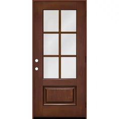 Steves & Sons Regency 36 in. x 80 in. 3/4 6-Lite Clear Glass LHOS Chestnut Stain Mahogany Fiberglass Prehung Front Door Brown Fiberglass Front Door, Mahogany Door Stained Light, Flemish Glass Double Front Door, Fiberglass Front Doors, 3/4 Lite Front Door, Fiber Classic Mahogany Door, Chestnut Stain, Fiberglass Exterior Doors, Fiberglass Front Door