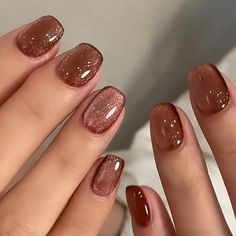 Short Press on Nails, Square Cat Eye Acrylic Nails Press ons Artificial Fake Nails Brown Full Cover False Nails with Designs Glossy Stick on Nails for Women 24 Pcs Ongles Bling Bling, Brown Nail, Nagel Tips, Nail Type, Thanksgiving Nails, Glitter Girl, Cat Eye Nails, Fall Nail Art, Cat Eyes