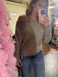 True to size.90% nylon 10% spandex Kaylee is in a S/M Staci is in a L/XL Winter Seamless Tops, Taupe Stretch Long Sleeve Tops, Casual Stretch Taupe Top, Casual Taupe Stretch Top, Duster Dress, Jumpsuit Men, Plus Size Pants, Casual Boots, Dress Romper