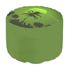 a green stool with palm trees on it