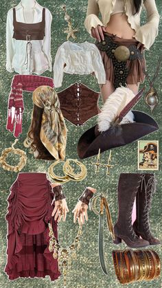 a collage of women's clothing and accessories including boots, necklaces, bracelets