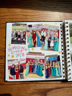 an open photo book with pictures of people in formal dress and the words homecookie cove 2013 written on it