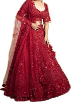 Tonal Embroidery, Red Lehenga, Red Bead, Bridal Lehenga, Vibrant Red, Lehenga, Bead Work, Womens Sizes, Embroidery