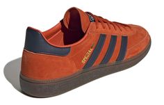 “Vibrant orange suede paired with collegiate navy for a bold and sporty contrast.” Handball Players, Adidas Handball Spezial, Adidas Handball, Indoor Sports, Classic Sneakers, Go Up, Profile Design, Vibrant Orange, Good Grips