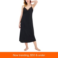 in stock Beautiful Nightgown, Satin Nightgown, Matching Robes, Long Windows, Deep Black, Trim Detail, Teal Colors, Women Lace, Pajamas Women