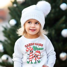 Woman's Candy Cane Christmas Crew Family Matching Shirts Sweatshirts Mommy and Me Candy Cane Crew - Squishy Cheeks Cute White Christmas Sweater, Cute Long Sleeve T-shirt For Holiday, Playful Long Sleeve Holiday Tops, Winter Crew Neck Sweatshirt For Playtime, Family Matching Long Sleeve Winter Sweater, Playful Long Sleeve Christmas Sweater, Family Matching Winter Tops For Gifts, Family Matching Long Sleeve Winter Tops, Playful Cotton Holiday Tops