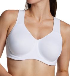 This sports bra helps you shred through your most intense workouts or runs with its snug, supportive fit and moisture wicking knit. Molded underwire cups are lined with soft, microfiber knit. Stretchy molded cups provide a custom fit for each breast to hold them in place while you work out or run. Non-stretch underband provides an extra secure fit. Tall center front gives you extra coverage. Neckline has covered elastic along the edge for close fit. Moisture wicking fabric keeps you cool and dry Contoured Sports Bra With Built-in Padding For Gym, Medium Support Padded Sports Bra For Running, Padded Medium Support Running Sports Bra, Padded Sports Bra For Running With Medium Support, Padded Sports Bra For Running, Padded Functional Sports Bra For Running, Functional Padded Sports Bra For Running, Contoured Sporty Sports Bra, Sporty Padded Sports Bra With Supportive Fit