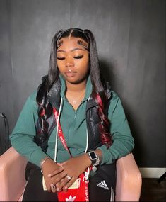 Sew In Crimps, Curled Pigtails, Lace Wigs Styles, Sew In Hairstyles, Hair Idea, Deep Wave Hairstyles, Hair Ponytail, Slick Hairstyles