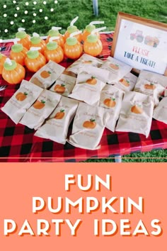 fun pumpkin party ideas for kids and adults with free printables on the table