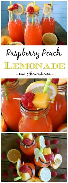 raspberry peach lemonade recipe in mason jars