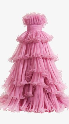 Strapless Pink Prom Dress, Pink And Blue Gown, Prom Dresses Ruffles, Pink Frilly Dress, Floral Print Wedding Dress, Prom Dresses Tulle, Crazy Dresses, Beautiful Ball Gowns, Prom Dress Trends