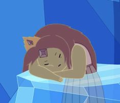 an animated image of a person sleeping on a bed