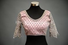 Pastel Pink Net Blouse with Silver Zari and Crystal Embroidery Pink Embellished Blouse Piece For Evening, Elegant Pink Blouse Piece For Evening, Glamorous Sequins Tops, Pink Sequined Blouse For Designer Wear, Embellished Pink Blouse For Reception, Pink Blouse Piece With Sequins For Evening, Pink Evening Blouse Piece With Sequins, Pink Sequined Blouse Piece For Evening, Pink Festive Blouse For Evening