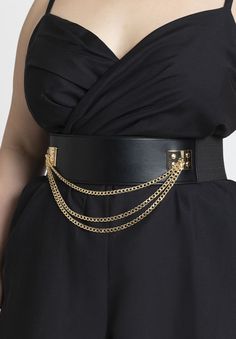 Elegant Gold Chain Body Chain For Evening, Metal Body Chain With Chain Strap For Evening, Elegant Gold Metal Body Chain, Elegant Body Chain For Night Out, Luxury Double Chain Necklace For Party, Elegant Double Chain Belt For Evening, Chic Black Chain Link Belt, Evening Body Chain With Chain Strap, Elegant Double Chain Waist Chain For Party