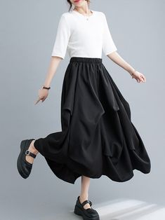 The Beautiful Soul Women's Plain High Waist Long Skirt is a stylish and elegant piece of clothing that is perfect for any formal or semi-formal occasion. Made from high-quality 100% polyester material. this skirt is durable. comfortable. and easy to maintain.The skirt is designed in classic black color. which is a timeless and versatile choice that can be paired with a variety of tops and accessories. The high waist design flatters your figure and adds a touch of sophistication to your look.The Black Lined Relaxed Skirt Bottoms, Black Long Skirt For Spring, Black Flared Pleated Skirt, Black Flared Skirt For Summer, Black Skirted Bottoms, Black Solid Color Mini Skirt For Workwear, Black Flared Maxi Skirt For Work, Black Pleated Maxi Skirt For Spring, Black Solid Mini Skirt For Work