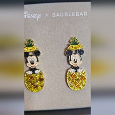 Cute Enamel Mikey Mouse Pineapple Earrings Pierce Post Back. New In Box Never Worn Disney Themed Clay Earrings, Disney Earrings, Pineapple Earrings, Earrings Color, Yellow Black, Black N Yellow, Pineapple, Jewelry Earrings, Women Jewelry