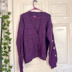 Size Xl/2xl. Original Taylor Swift Speak Now Cardigan, Comes In Original Packaging And With Purple Heart Confetti #Taylorswift #Speaknow #Cardigan #Tswift #Taylorswiftmerch Trendy Purple V-neck Cardigan, Lavender V-neck Cardigan For Fall, Trendy Oversized Purple Cardigan, Oversized Purple Fall Cardigan, Oversized Purple Cardigan For Fall, Oversized Purple Casual Cardigan, Purple V-neck Cardigan For Winter, Trendy Purple Long Sleeve Cardigan, Purple V-neck Fall Cardigan