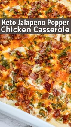 Keto Jalapeno Popper Chicken Casserole Keto Jalapeno Popper Chicken, Popper Chicken Casserole, Low Carb Chicken Casserole, Casserole Keto, Popper Chicken, Jalapeno Popper