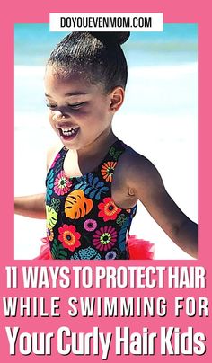 If your child has curly hair they cannot simply jump in the water, get out and call it a day. Curly hair is very vulnerable when wet. This should not deter your kids from enjoying the water. But you might be scratching your own head trying to figure out how to protect hair while swimming, and what methods are realistic and kid-friendly? Here are 11 ideas to help. #DoYouEvenMom #CuryHaircare #MixedHairCare Curly Hair Kids, Mixed Hair Care, Mixed Kids Hairstyles, Hair Detox, Curly Kids, Mixed Curly Hair